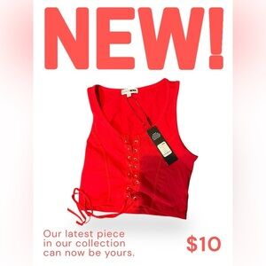 Fashion Nova Red Sleeveless Tie Front Crop Top